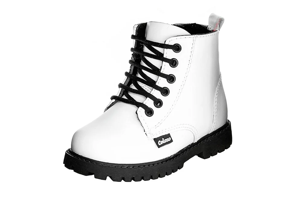 Bota 401103 Piel Blanca Tubo Bajo Niña