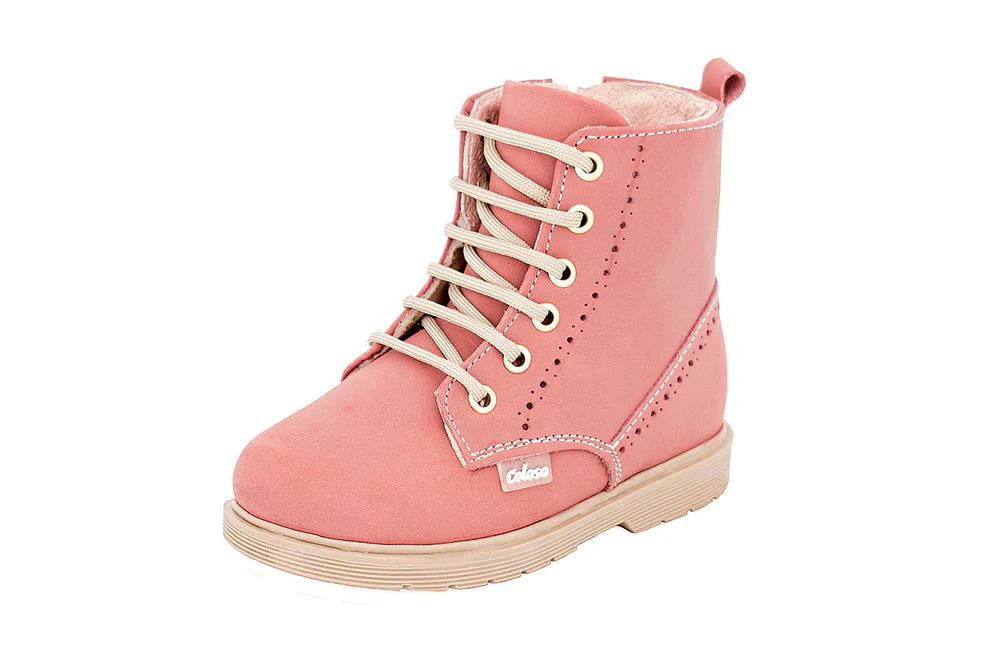 Bota 401704 Piel Rosa Tubo Bajo Niña