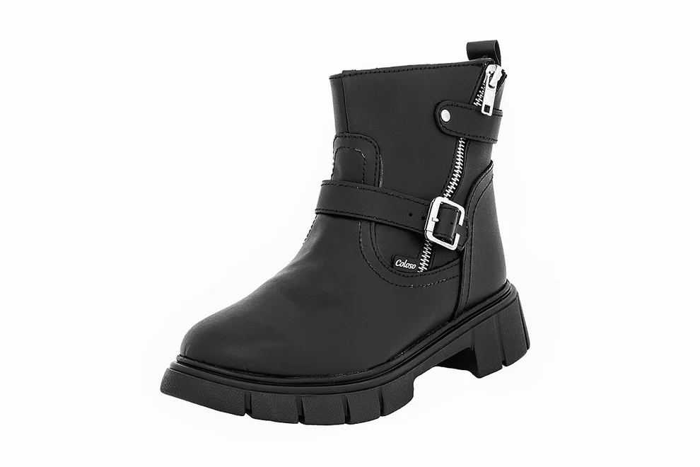 Bota 791002 Piel Negra Tubo Bajo Niña
